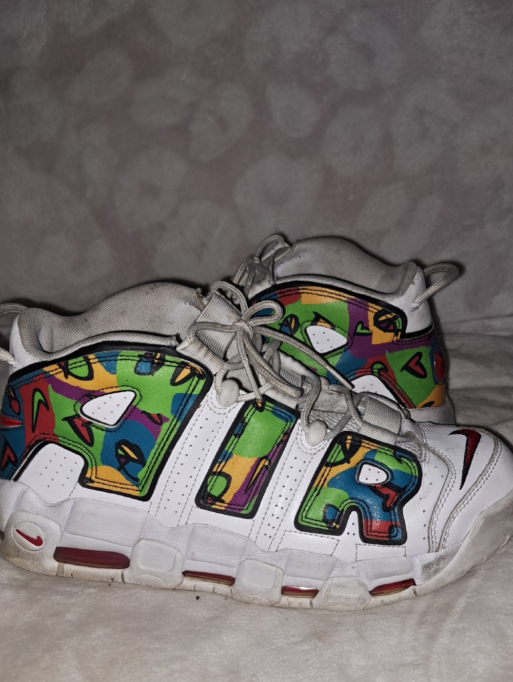 Nike White Sneakers with Multicolor Graffiti Accents